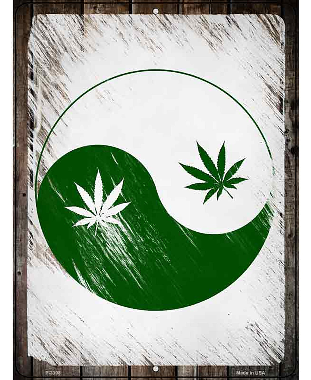 Yin Yang Weed Novelty Metal Parking Sign