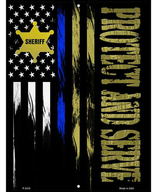 Protect and Serve Novelty Metal Parking Sign