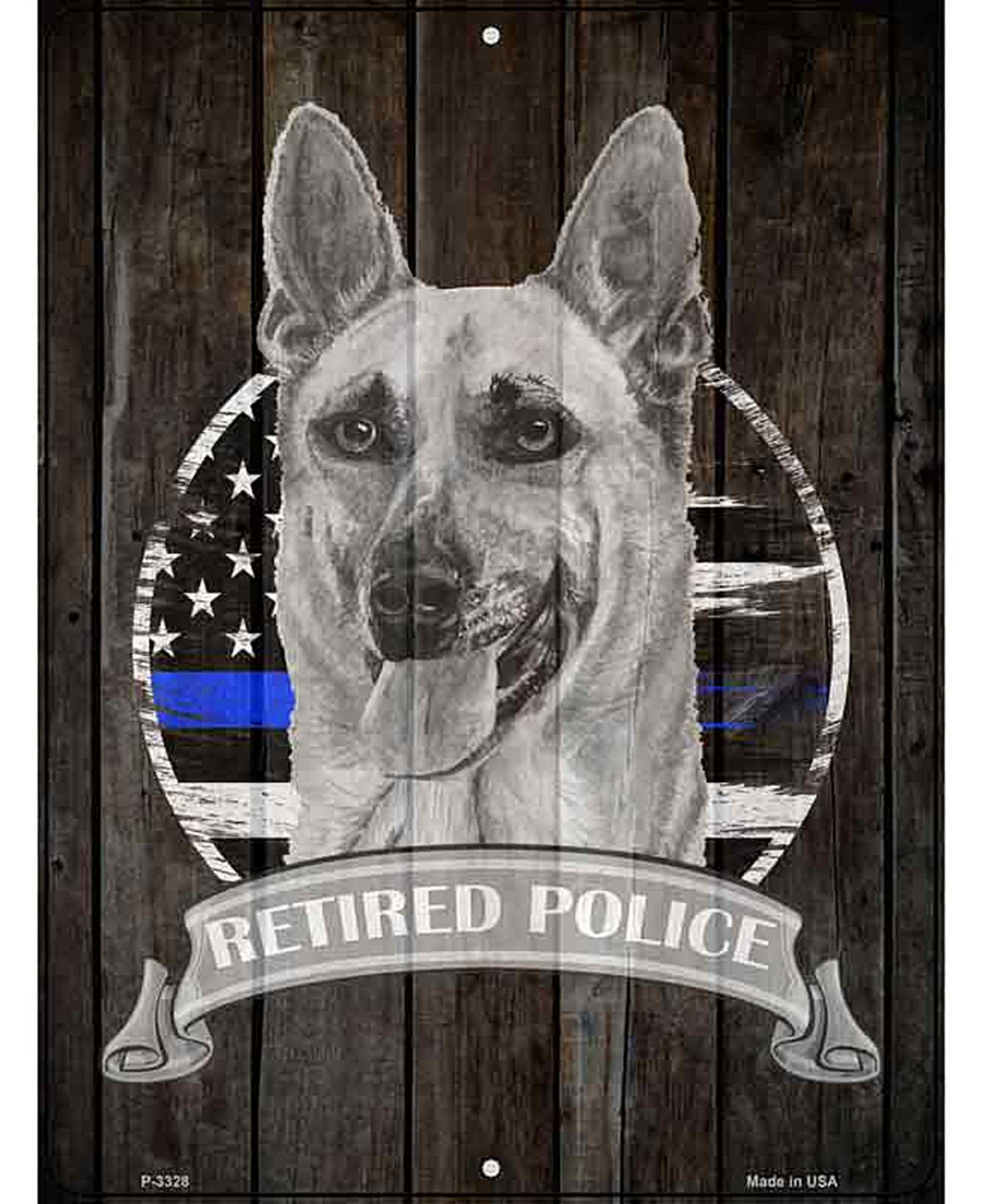 Retired Police K9 Novelty Metal Parking Sign