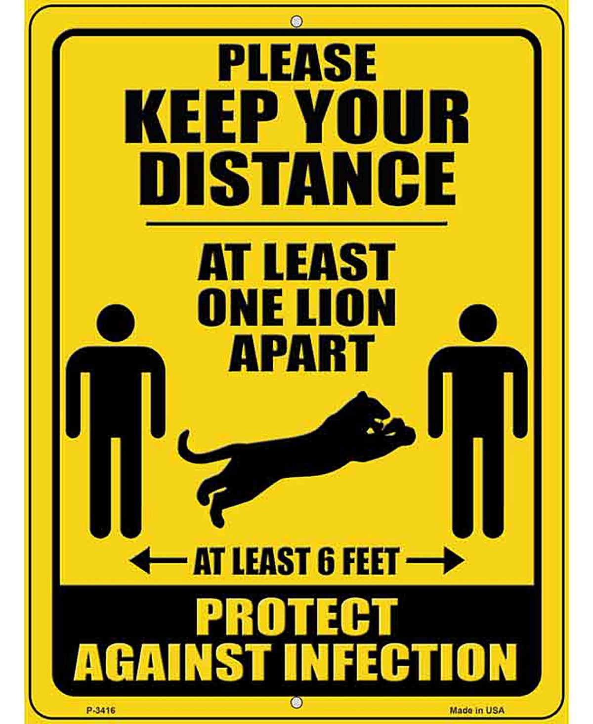 One Lion Apart Novelty Metal Parking Sign