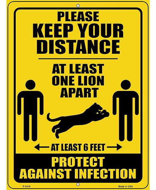 One Lion Apart Novelty Metal Parking Sign