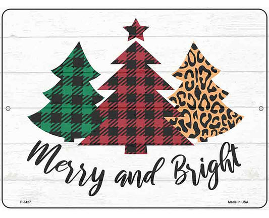 Merry And Bright Christmas Tree Novelty Metal Parking Sign