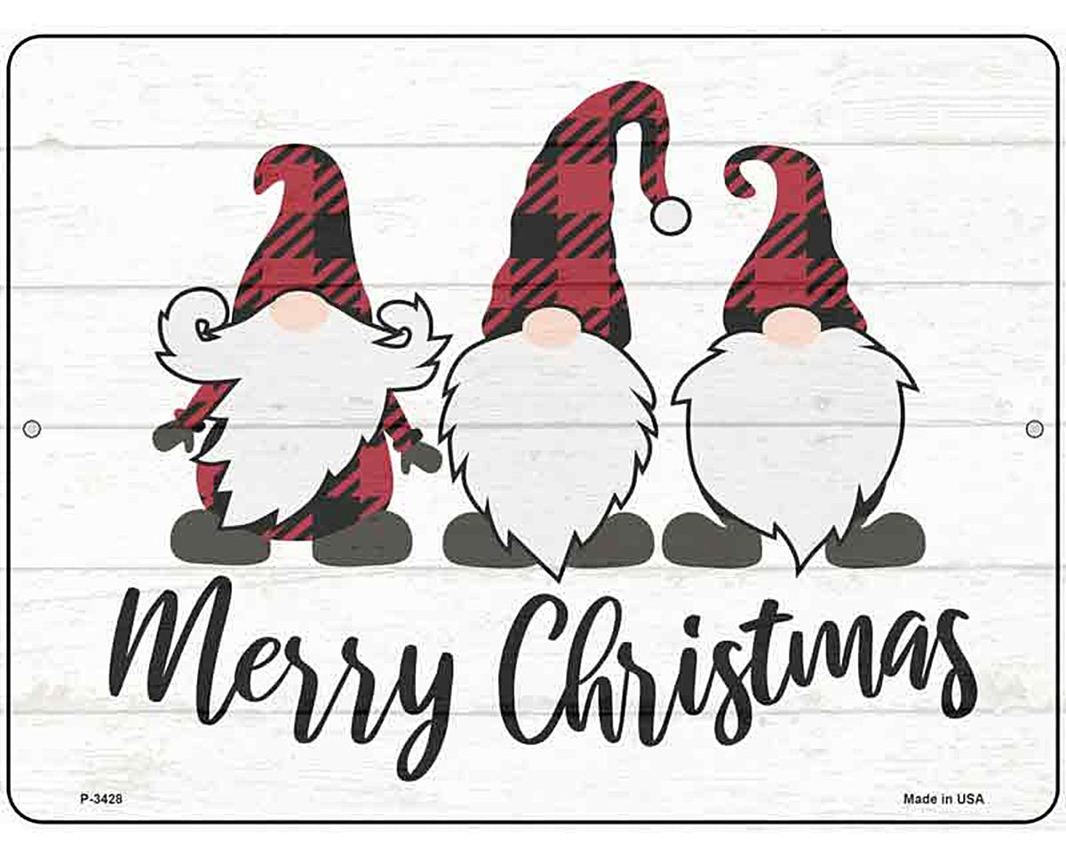 Merry Christmas Gnomes Novelty Metal Parking Sign