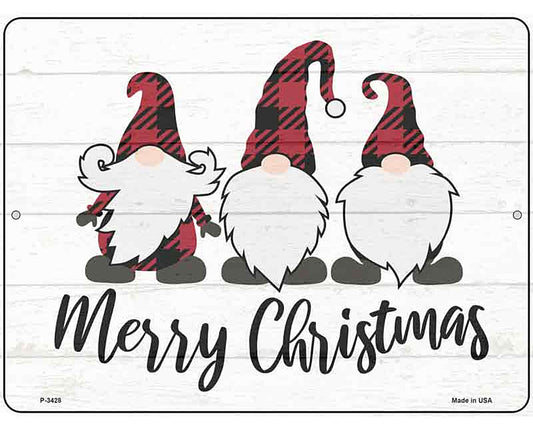 Merry Christmas Gnomes Novelty Metal Parking Sign