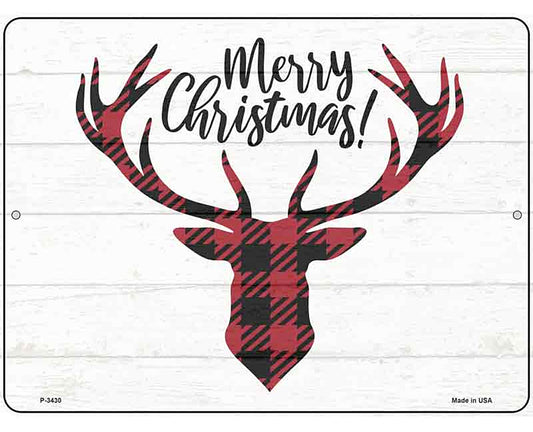 Merry Christmas Reindeer Novelty Metal Parking Sign