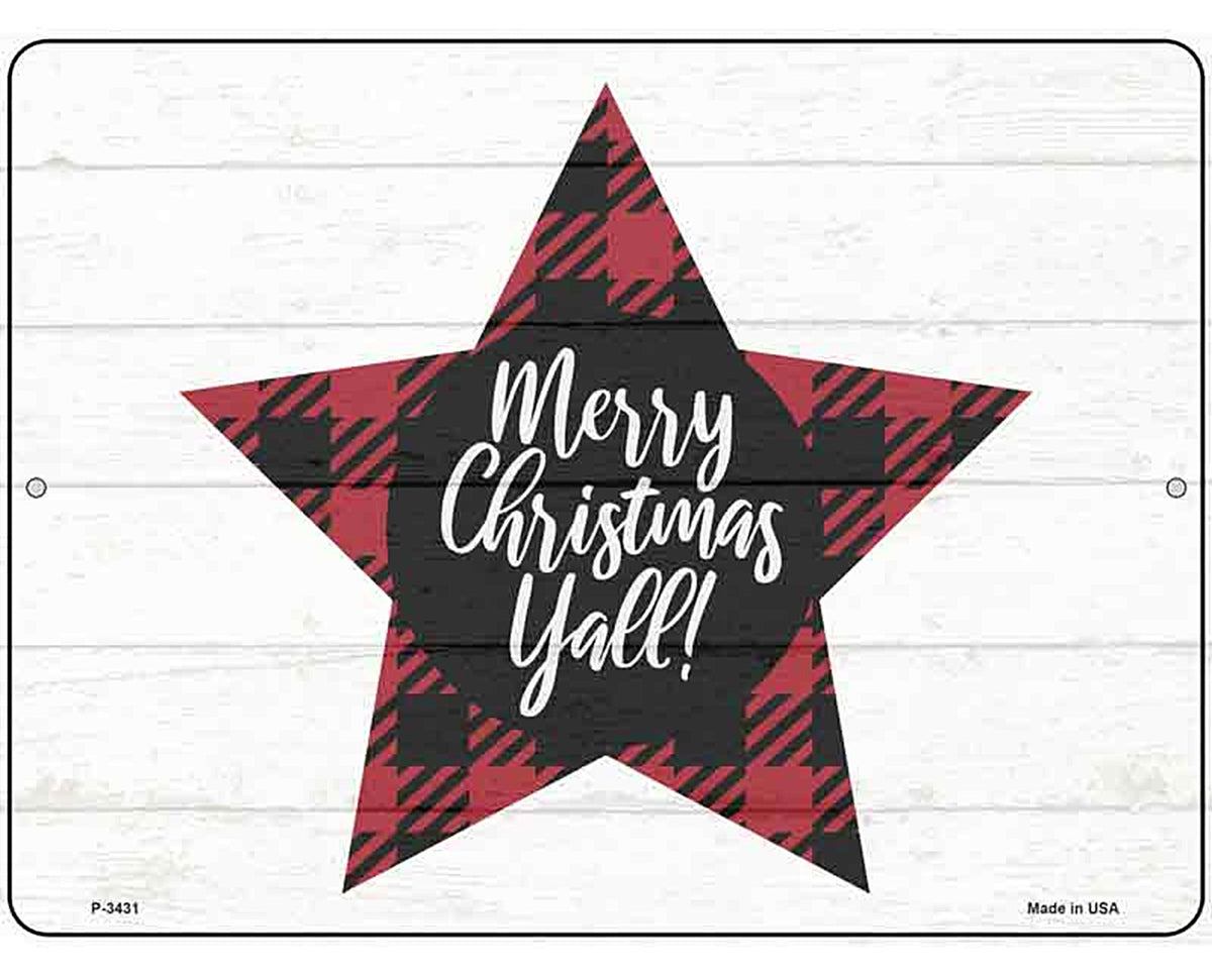Merry Christmas Yall Novelty Metal Parking Sign