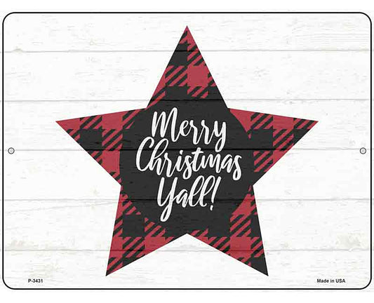 Merry Christmas Yall Novelty Metal Parking Sign