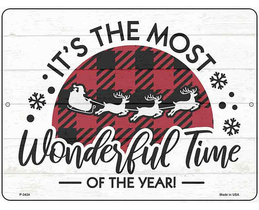 Sleigh Wonderful Time Of The Year Novelty Metal Parking Sign