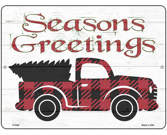 Seasons Greetings Truck Novelty Metal Parking Sign