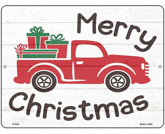 Merry Christmas Hauling Presents Novelty Metal Parking Sign