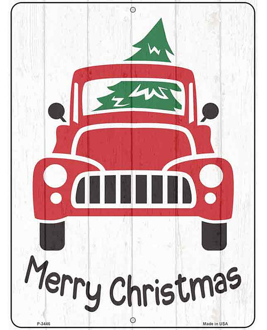 Merry Christmas Front Of Truck Novelty Metal Parking Sign