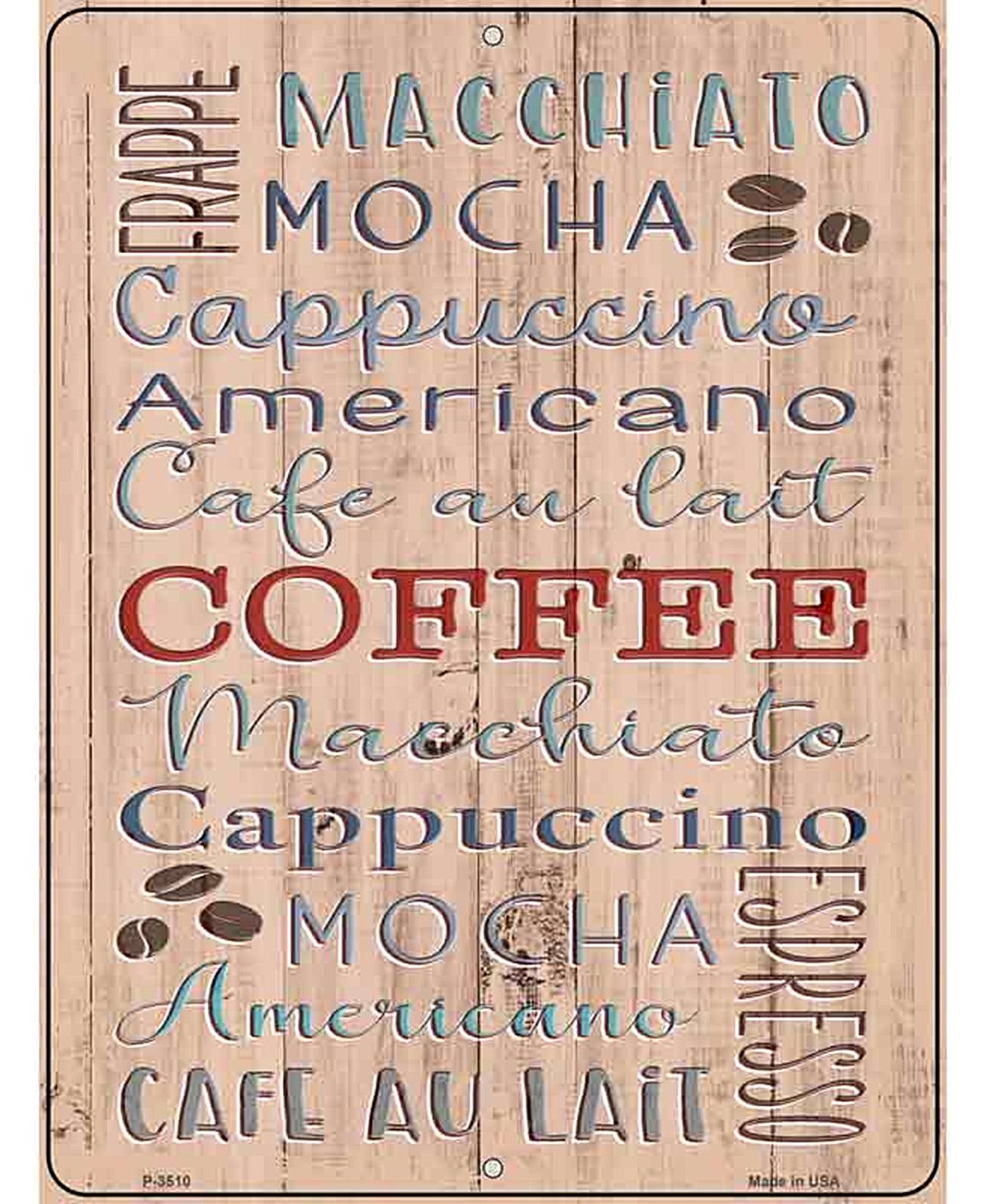Coffee Novelty Metal Parking Sign