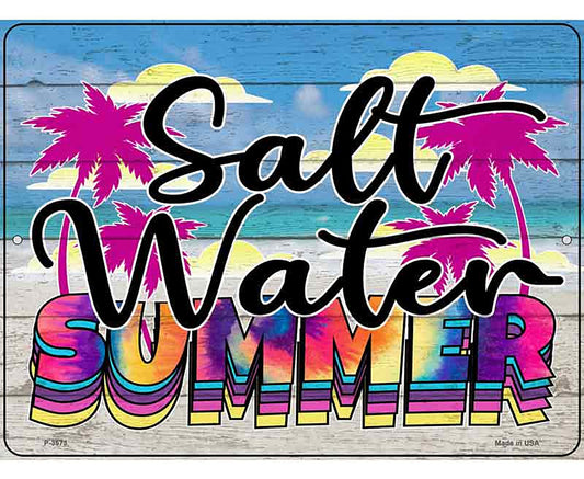 Salt Water Summer Tie Dye Novelty Metal Parking Sign