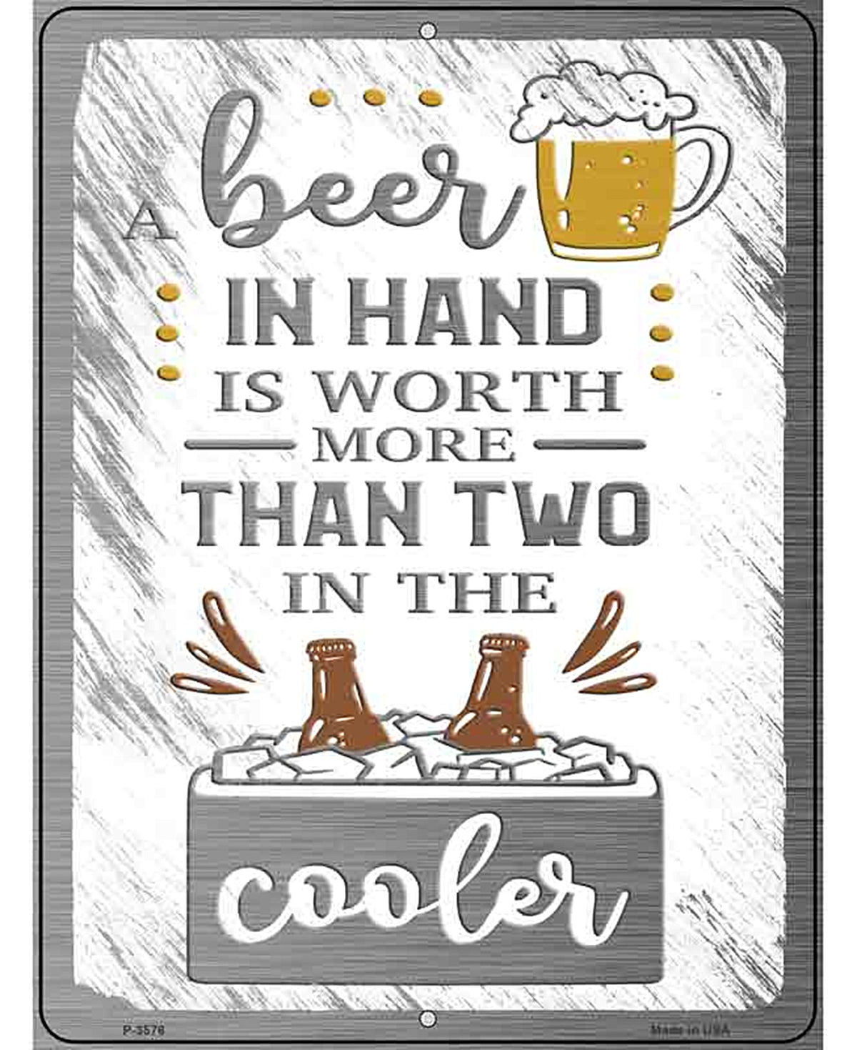 Beer In Hand Novelty Metal Parking Sign