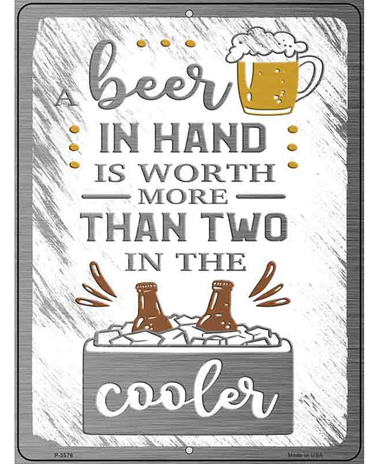 Beer In Hand Novelty Metal Parking Sign
