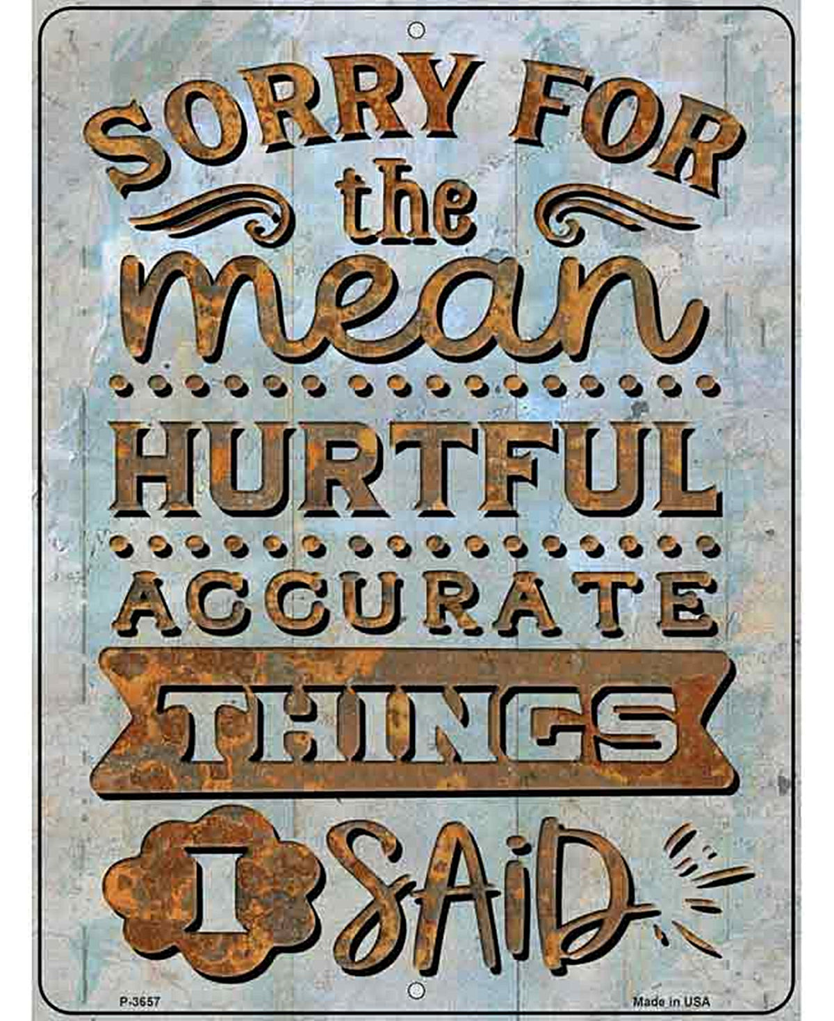 Sorry For The Things I Said Novelty Metal Parking Sign
