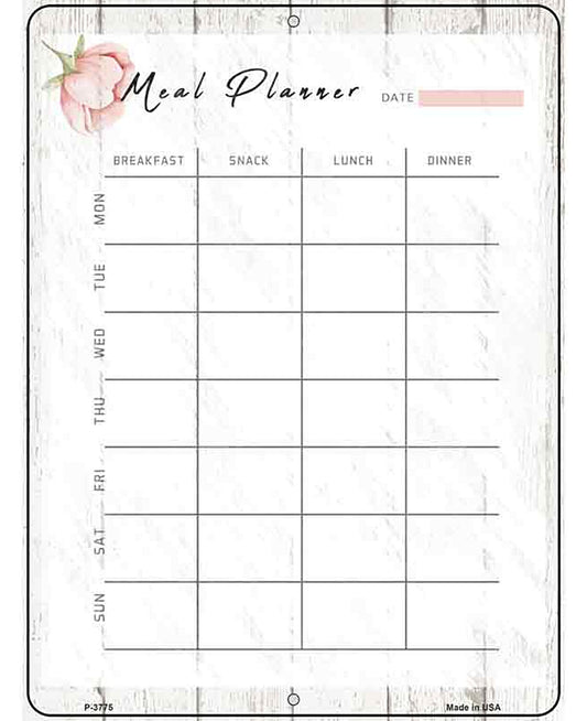 Meal Planner Novelty Metal Parking Sign