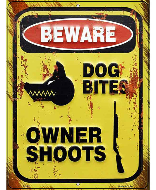Beware Dog Bites Novelty Metal Parking Sign