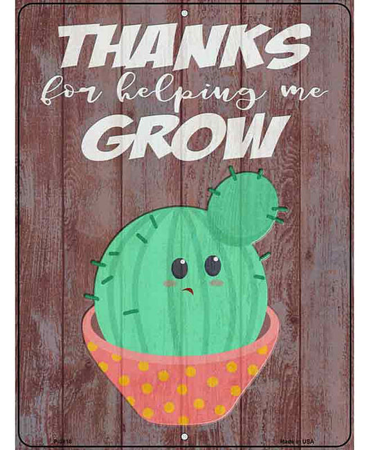 Helping Grow Yellow Dots Cactus Novelty Metal Parking Sign