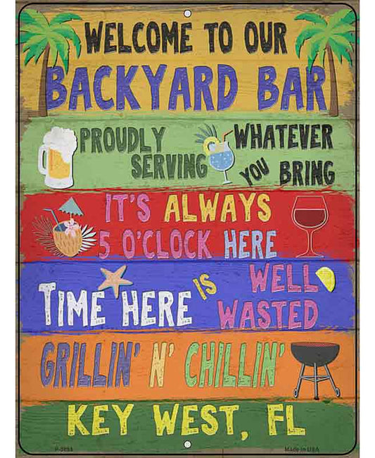 Backyard Bar Key West Novelty Metal Parking Sign