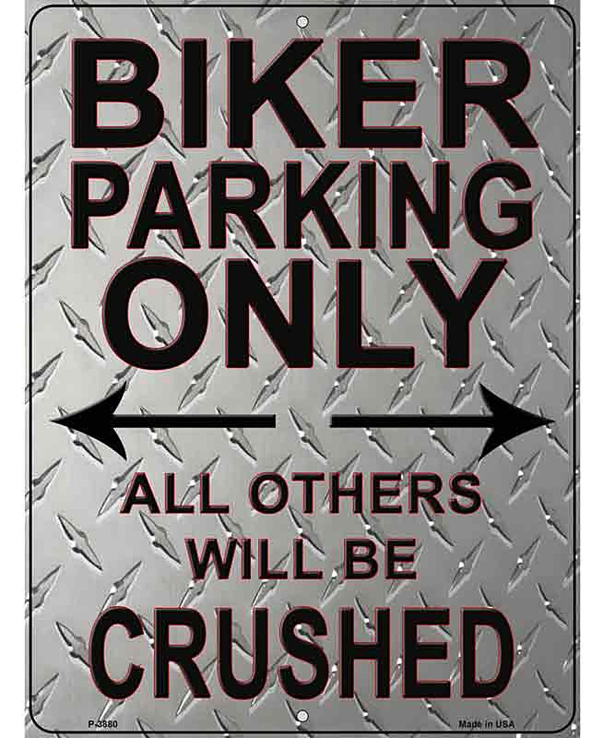 Biker Only Crushed Novelty Metal Parking Sign