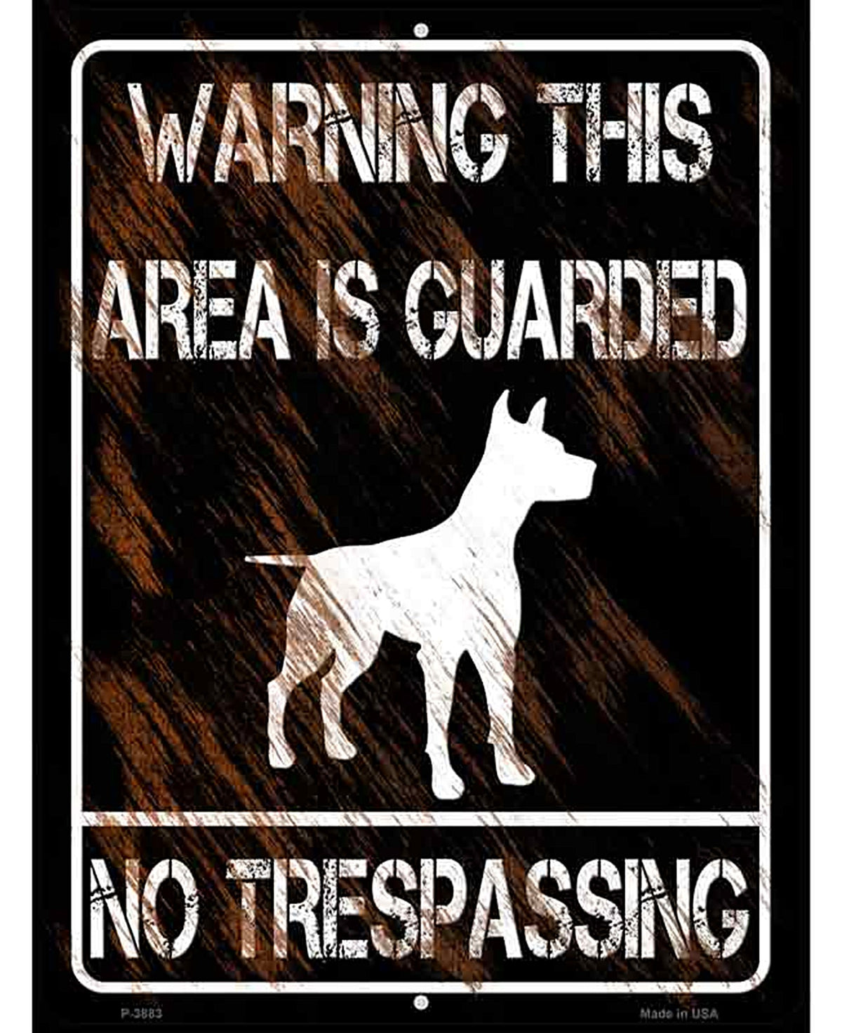 Warning Area Guarded By Dog Novelty Metal Parking Sign