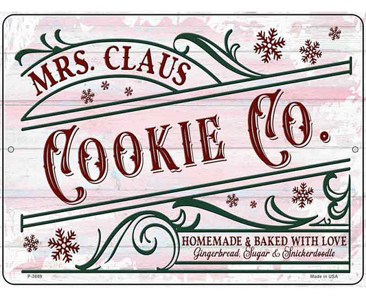 Mrs. Claus Cookie Co Novelty Metal Parking Sign