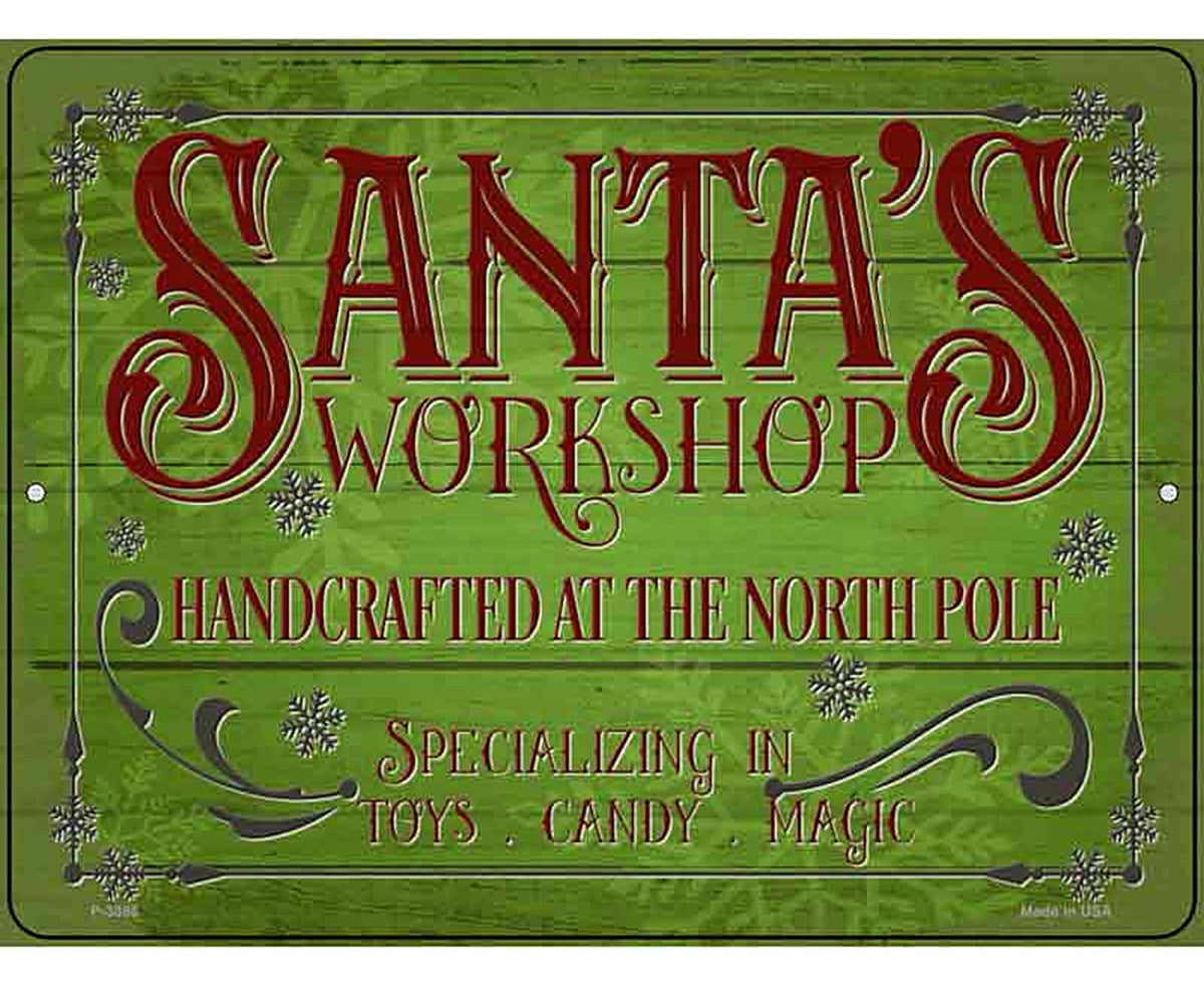 Santas Workshop Novelty Metal Parking Sign