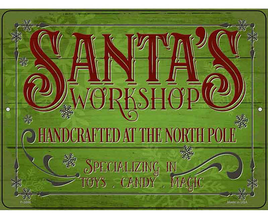 Santas Workshop Novelty Metal Parking Sign