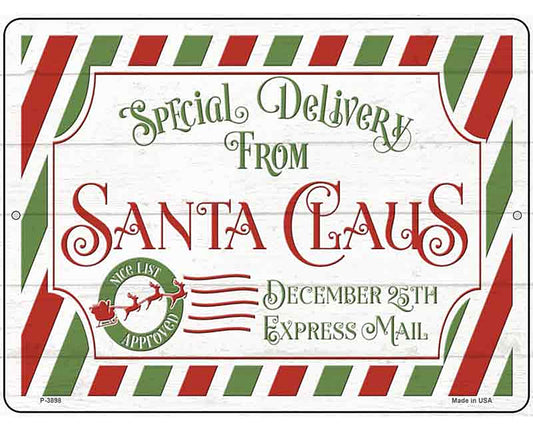 Santa Claus Delivery Novelty Metal Parking Sign