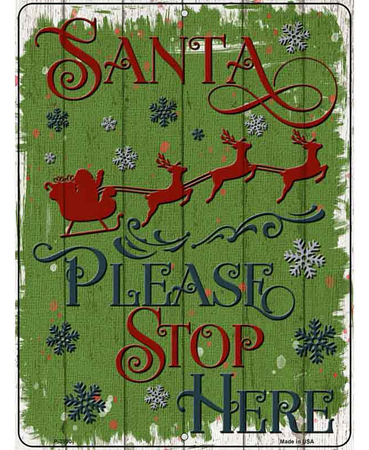 Santa Please Stop Here Novelty Metal Parking Sign