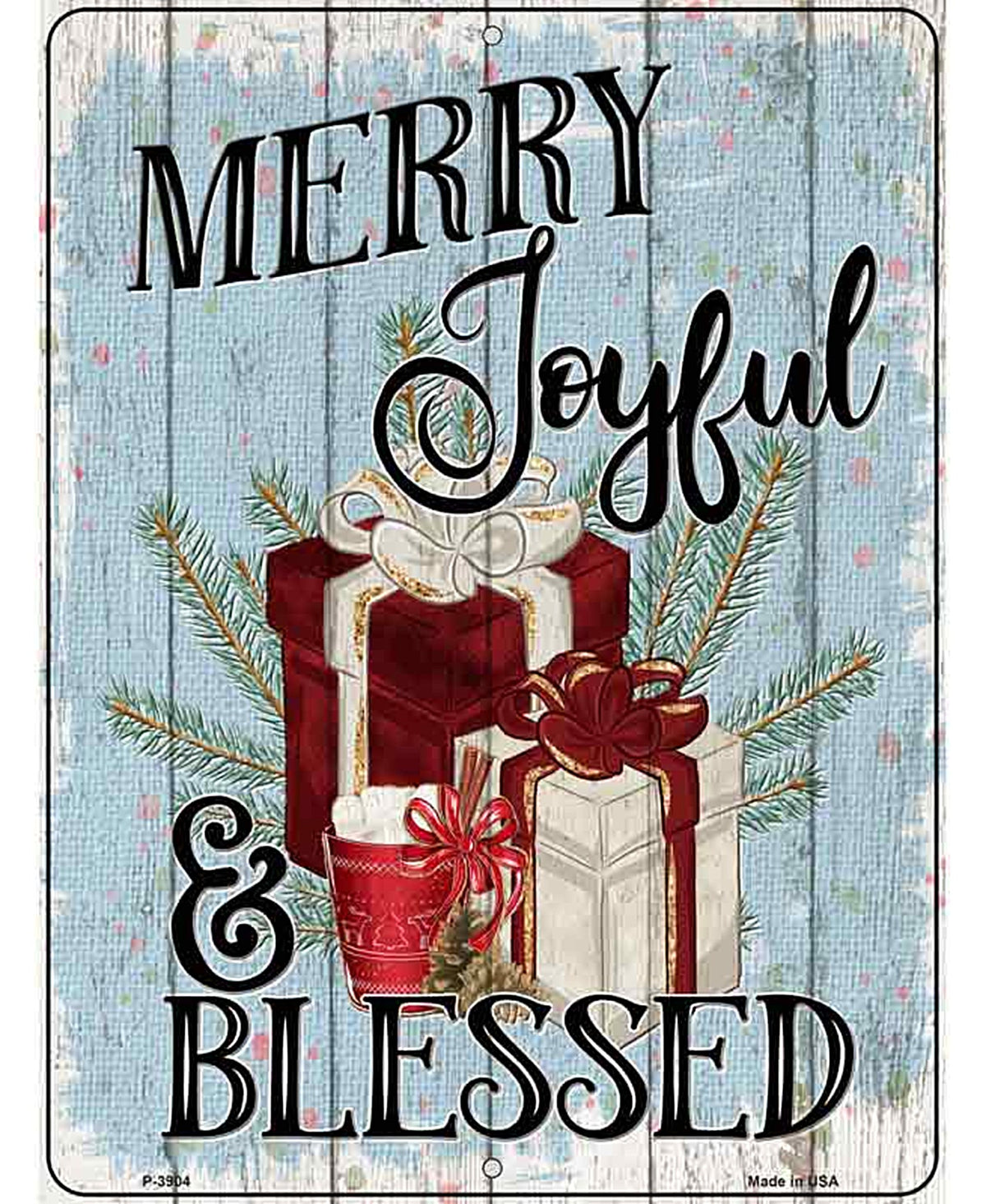 Merry Joyful Blessed Novelty Metal Parking Sign