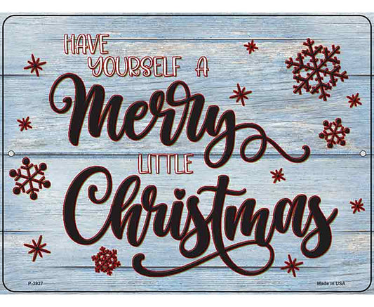 Merry Little Christmas Blue Novelty Metal Parking Sign