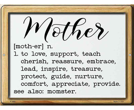 Mother Definition Novelty Metal Parking Sign