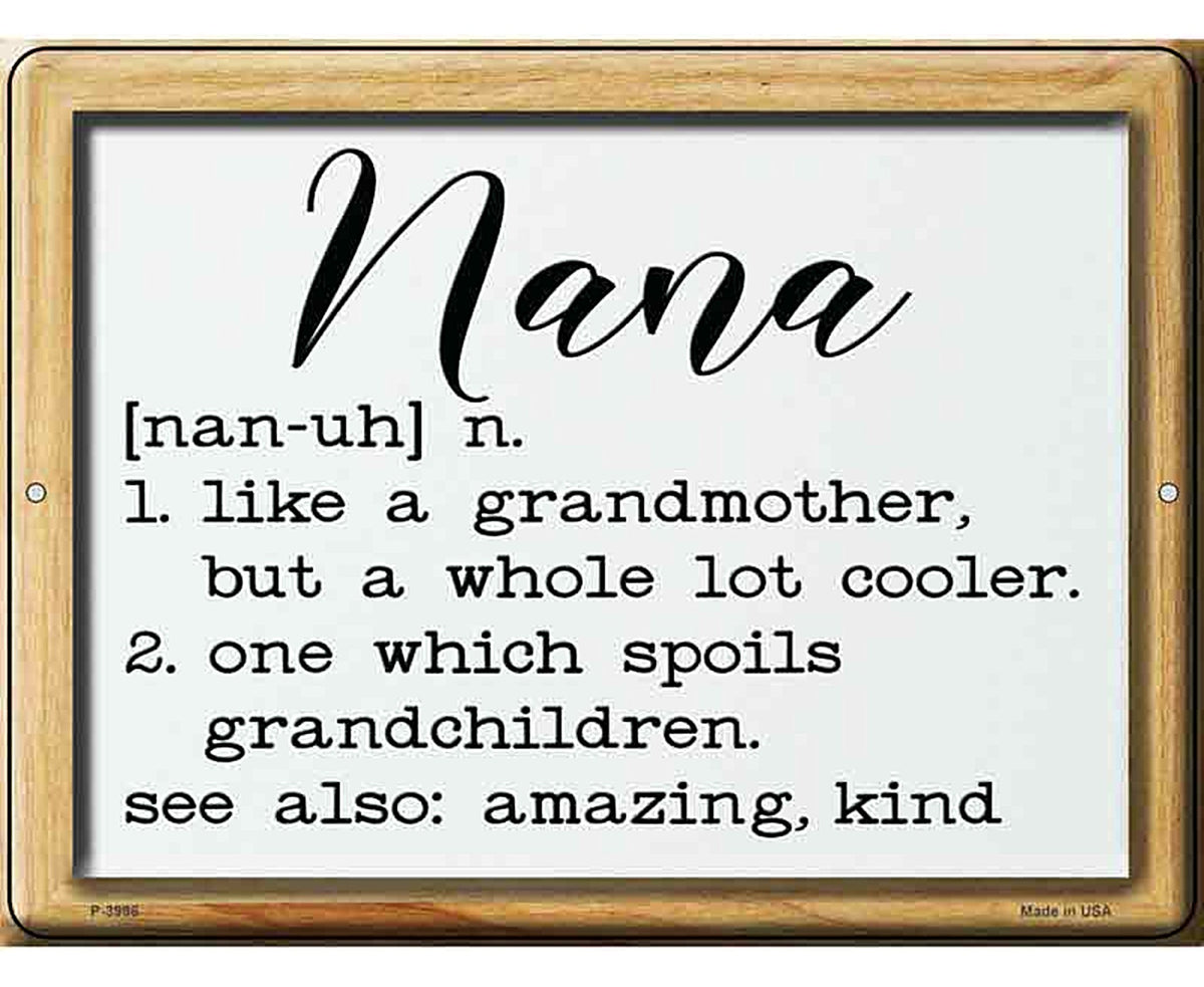 Nana Definition Novelty Metal Parking Sign