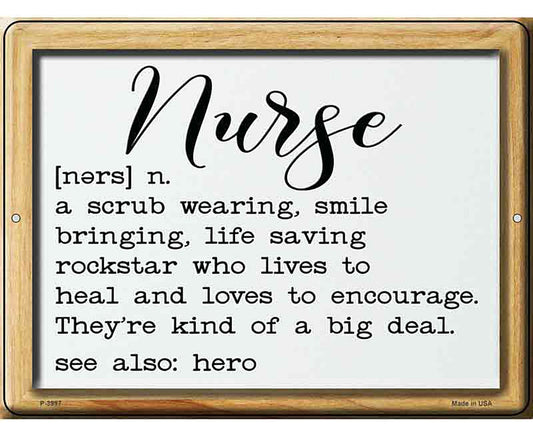 Nurse Definition Novelty Metal Parking Sign