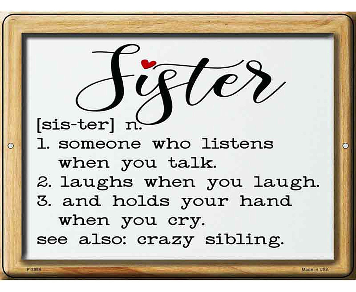 Sister Definition Novelty Metal Parking Sign