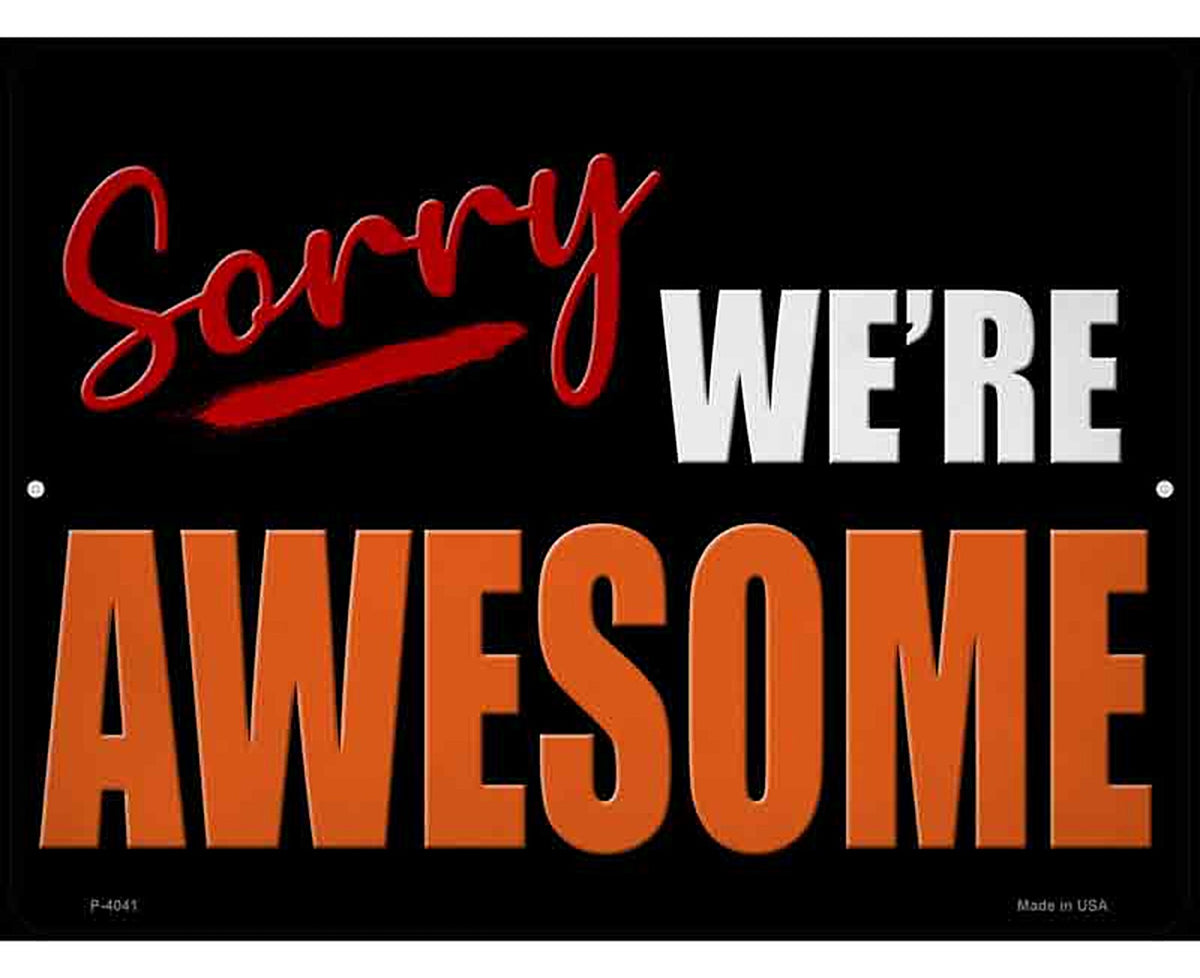Sorry We Are Awesome Novelty Metal Parking Sign