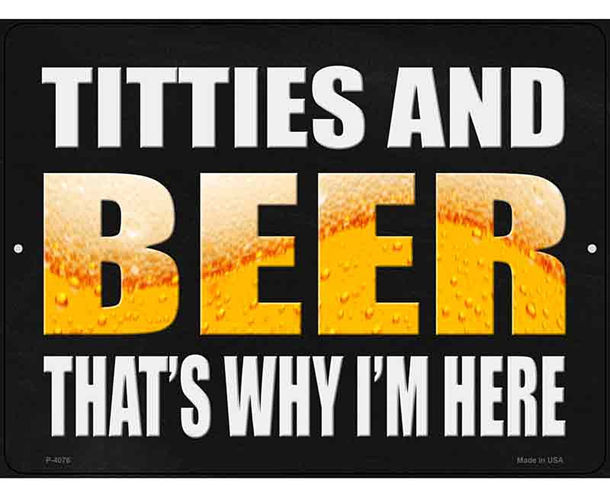 Titties and Beer Novelty Metal Parking Sign
