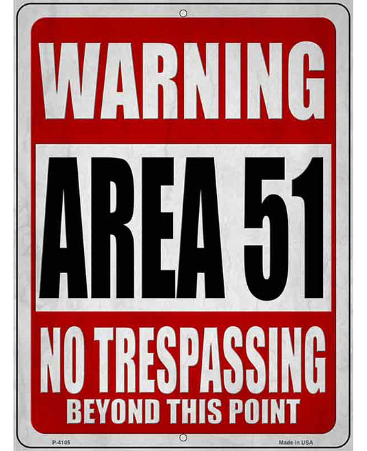 Warning Area 51 Novelty Metal Parking Sign
