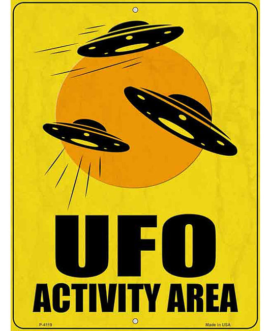 UFO Activity Area Novelty Metal Parking Sign
