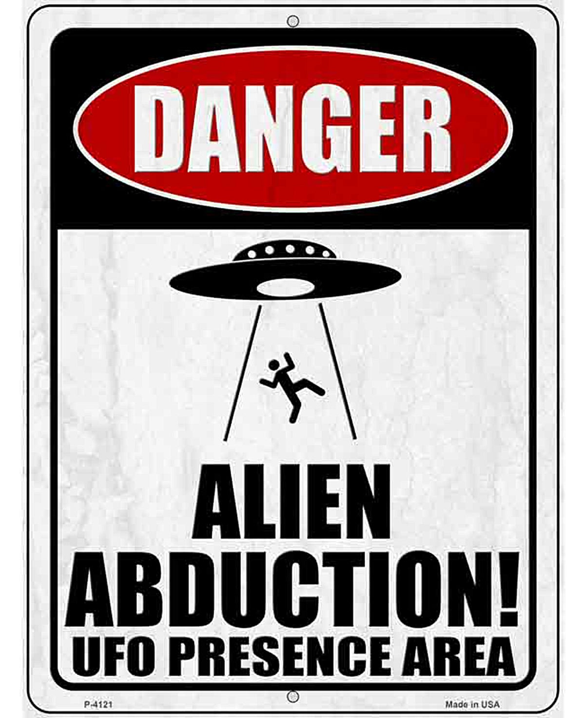 Alien Abduction Person Novelty Metal Parking Sign