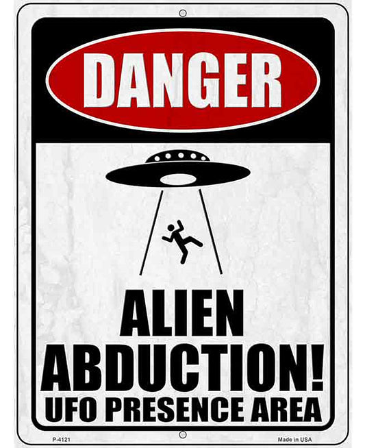 Alien Abduction Person Novelty Metal Parking Sign