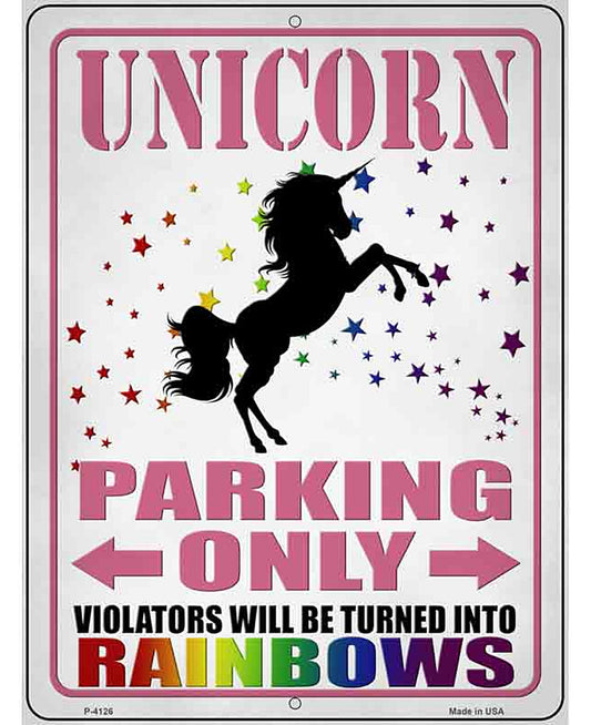 Unicorn Parking Only Pink Novelty Metal Parking Sign