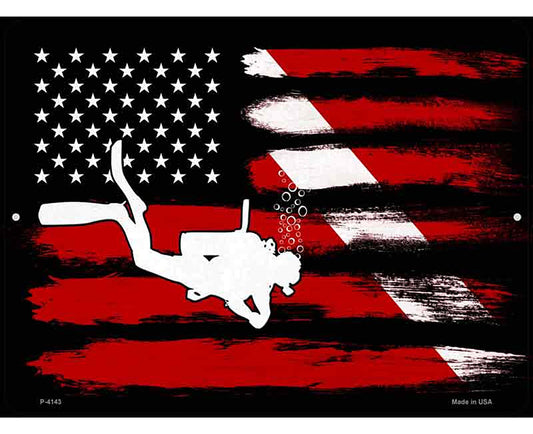 Diver|US Flag Novelty Metal Parking Sign
