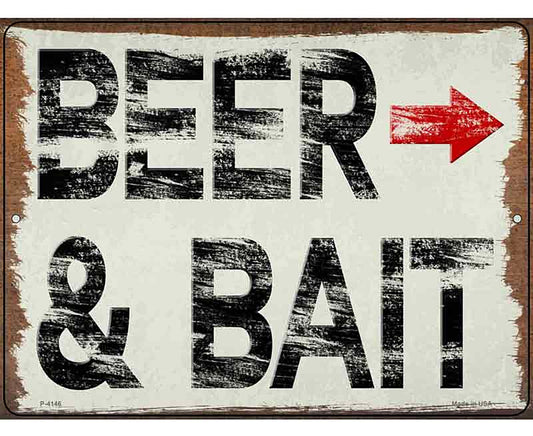 Beer and Bait Right Novelty Metal Parking Sign
