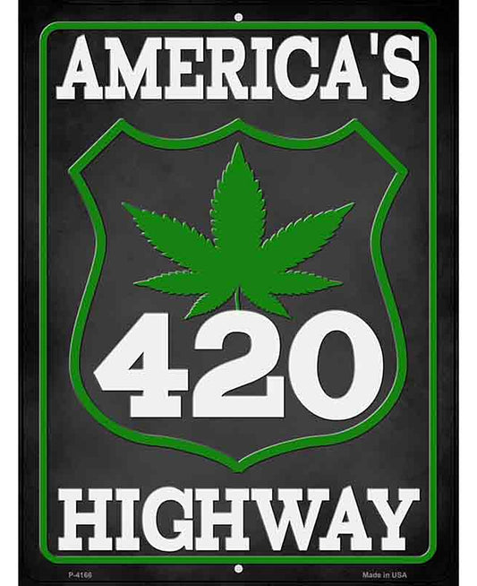 420 Americas Highway Novelty Metal Parking Sign