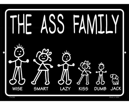 Ass Family Stick Figure Novelty Metal Parking Sign