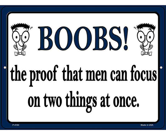 Boobs Proof Novelty Metal Parking Sign