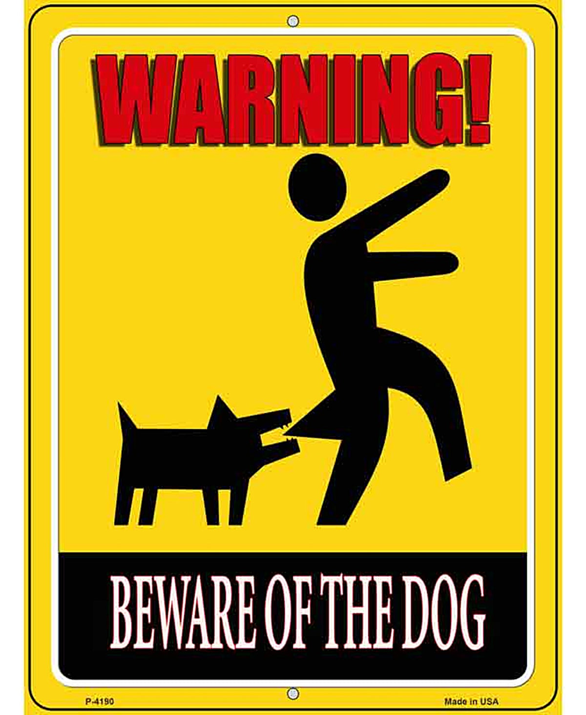 Beware of Dog Yellow Novelty Metal Parking Sign